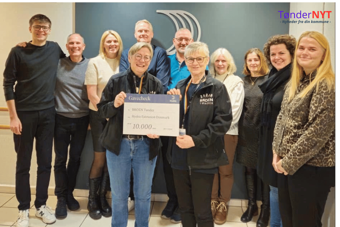 Hydro Extrusions støtter BROEN Tønder med 10.000 kr.