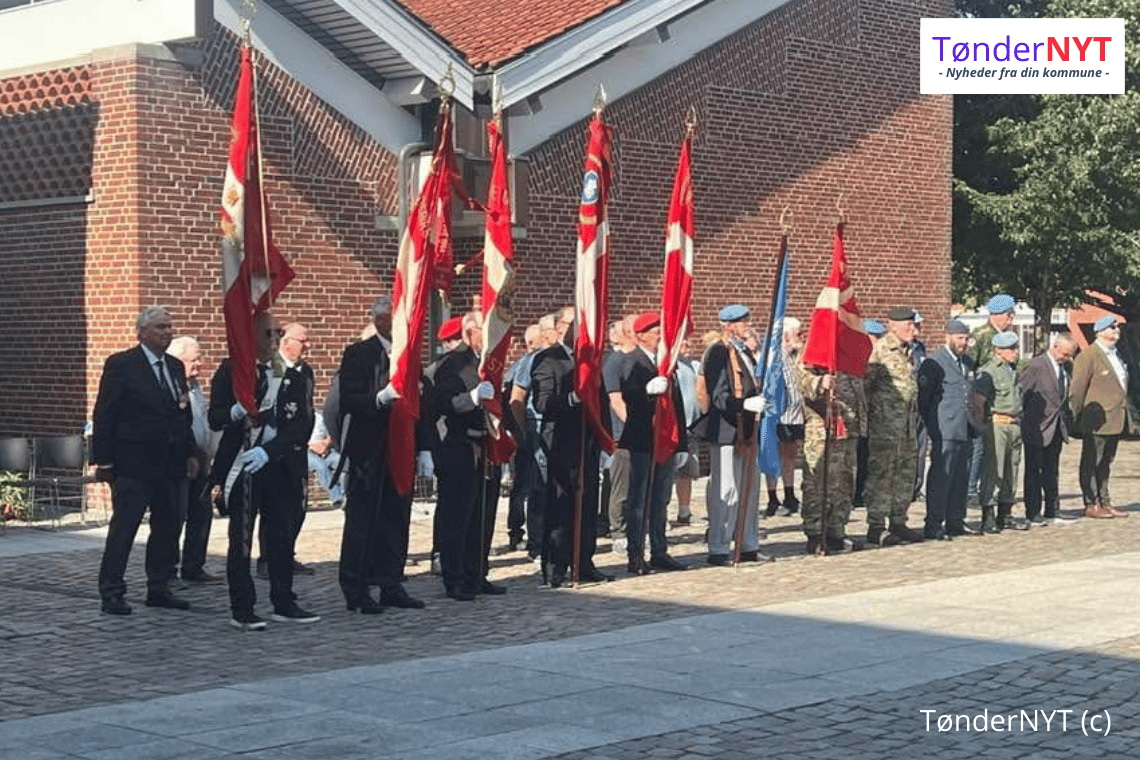 Flagmarch og højtidelighed i Tønder på Flagdagen